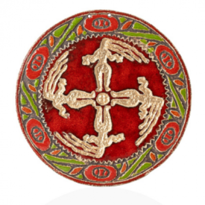 Декоративна тарілка-диск "Сварга в танці" глазур-золото