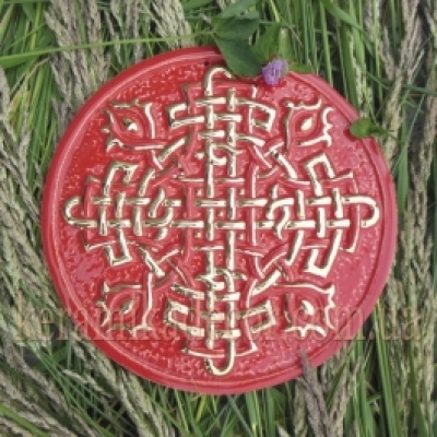 Декоративна тарілка-диск "Обережний хрест" глазур-золото