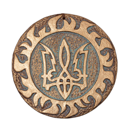 Плакетка "Тризуб" золото з елементами акрила