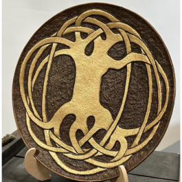 Декоративна тарілка "Дерево Всемир'я" d30 золото